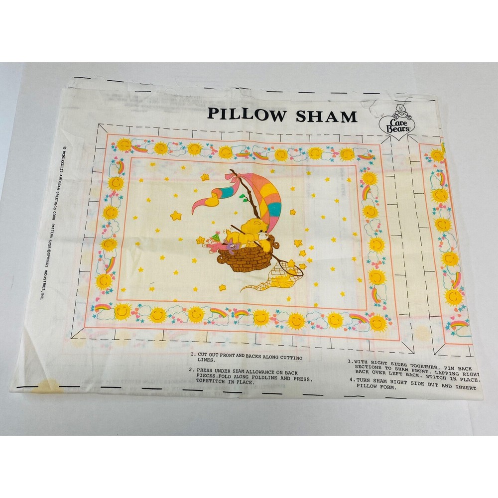 Care Bears 1983 Fabric Cut & Sew Craft Panel Pillow Sham